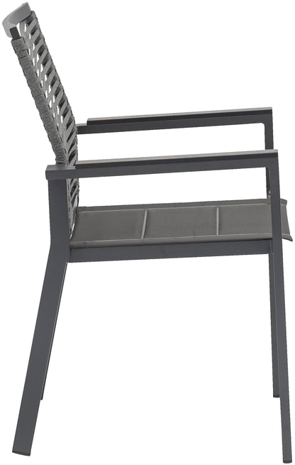 Bethany Grey Rope Fabric Outdoor Patio Dining Arm Chair AC