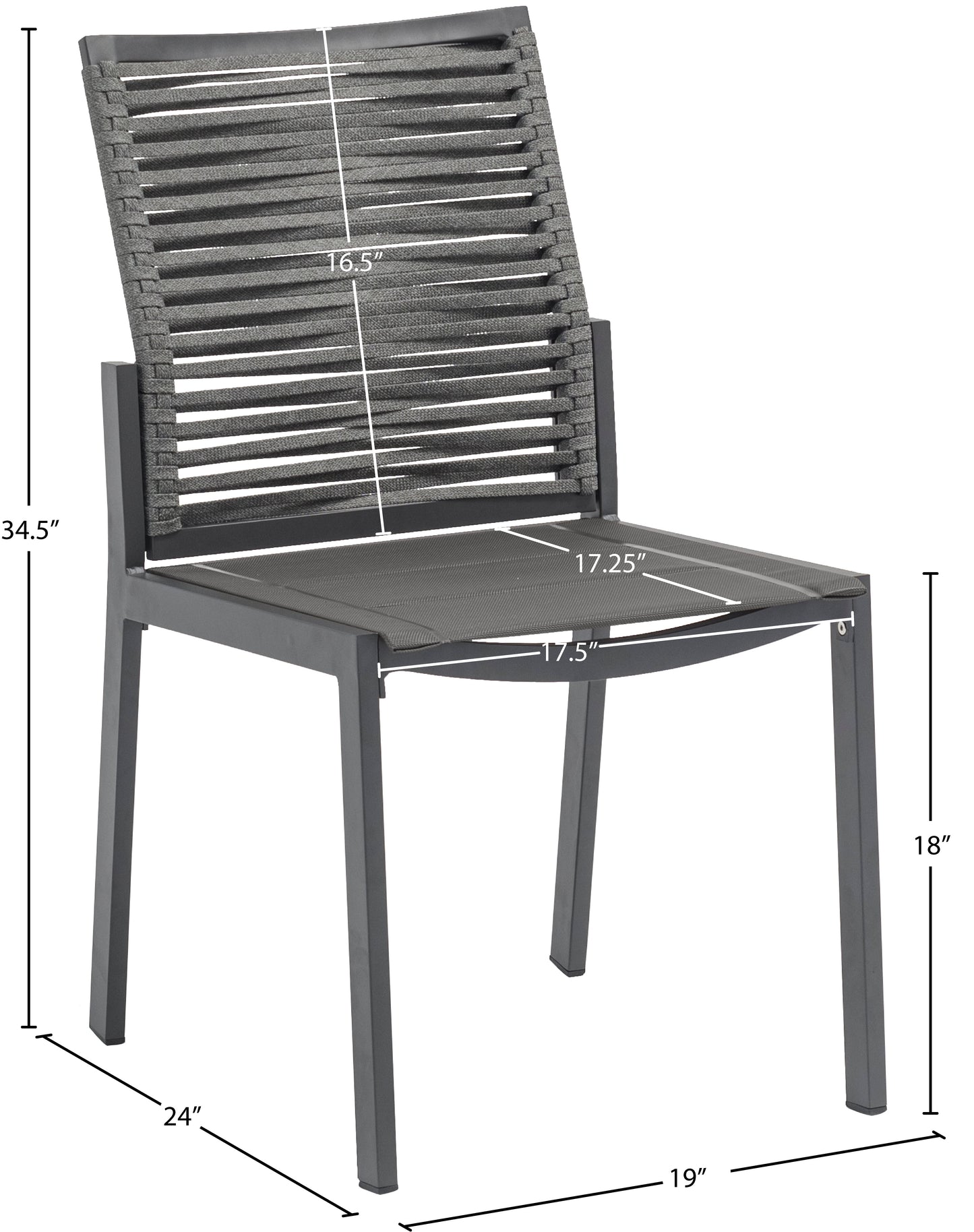 bethany grey rope fabric outdoor patio dining side chair sc