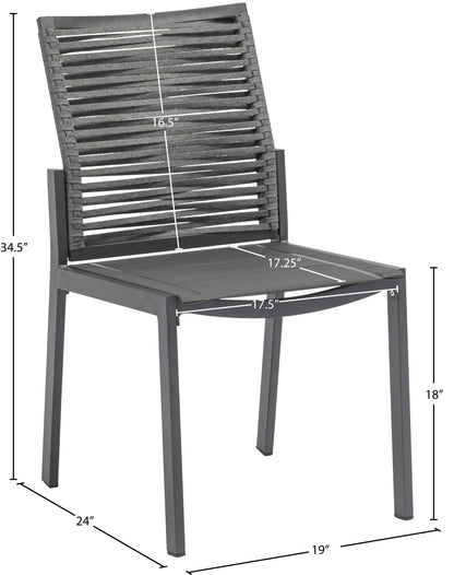 Bethany Grey Rope Fabric Outdoor Patio Dining Side Chair SC