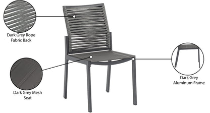 Bethany Grey Rope Fabric Outdoor Patio Dining Side Chair SC