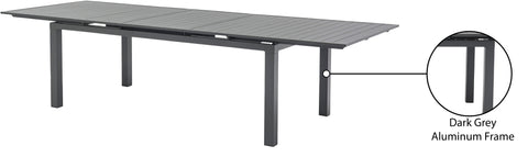 Giselle 95.5" / 119" Grey Aluminum Outdoor Patio Dining Table, 1 Piece