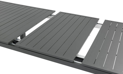 Giselle 95.5" / 119" Grey Aluminum Outdoor Patio Dining Table, 1 Piece