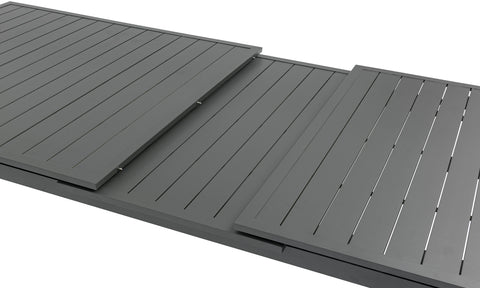 Giselle 95.5" / 119" Grey Aluminum Outdoor Patio Dining Table, 1 Piece