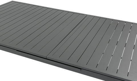 Giselle 95.5" / 119" Grey Aluminum Outdoor Patio Dining Table, 1 Piece