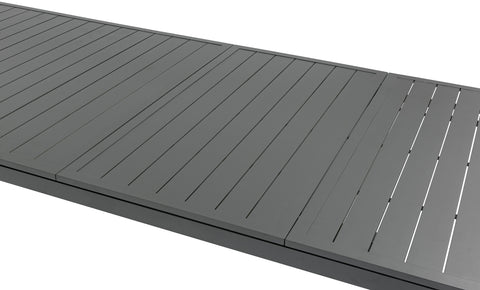 Giselle 95.5" / 119" Grey Aluminum Outdoor Patio Dining Table, 1 Piece