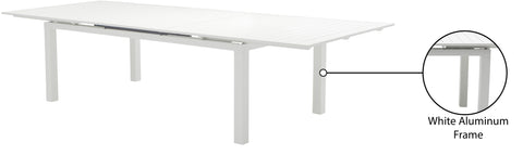 Giselle 95.5" / 119" White Aluminum Outdoor Patio Dining Table, 1 Piece