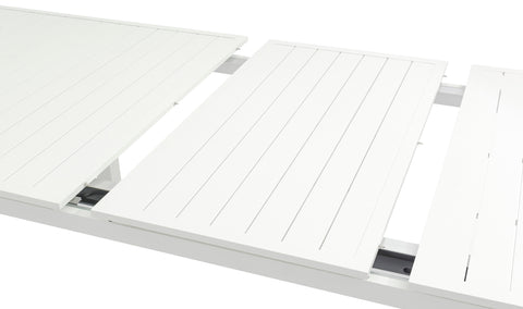 Giselle 95.5" / 119" White Aluminum Outdoor Patio Dining Table, 1 Piece