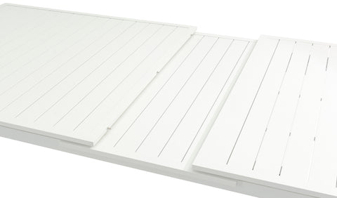 Giselle 95.5" / 119" White Aluminum Outdoor Patio Dining Table, 1 Piece