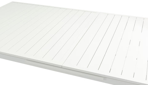 Giselle 95.5" / 119" White Aluminum Outdoor Patio Dining Table, 1 Piece