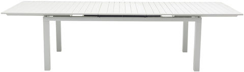 Giselle 95.5" / 119" White Aluminum Outdoor Patio Dining Table, 1 Piece