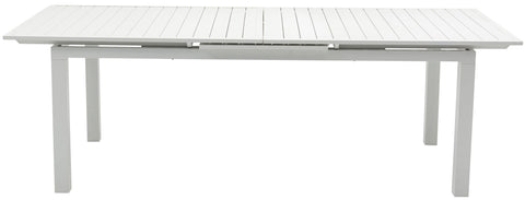 Giselle 95.5" / 119" White Aluminum Outdoor Patio Dining Table, 1 Piece