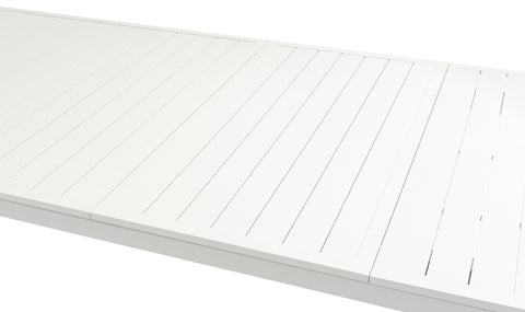 Giselle 95.5" / 119" White Aluminum Outdoor Patio Dining Table, 1 Piece