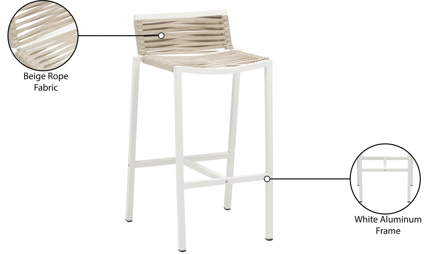 bethany cream rope fabric outdoor patio barstool c