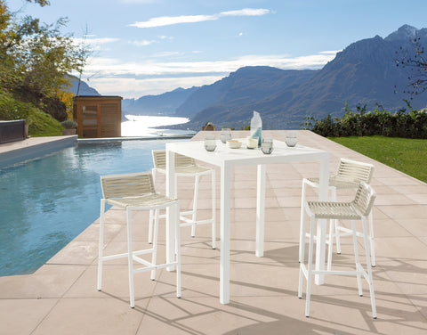 Bethany Cream Rope Fabric Outdoor Patio Barstool C