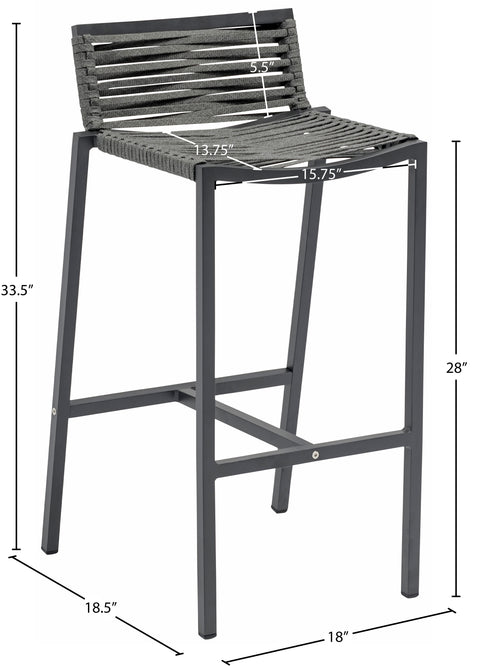 Bethany Grey Rope Fabric Outdoor Patio Barstool C