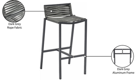 Bethany Grey Rope Fabric Outdoor Patio Barstool C