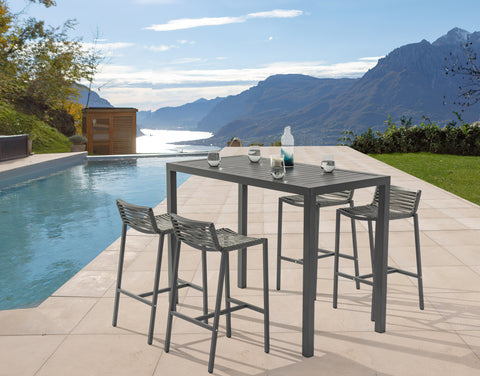 Giselle Grey Mesh And Rope Fabric Outdoor Patio Bar Stool, 2-Piece