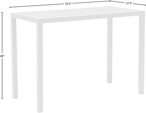 Giselle White Rectangle Aluminum Outdoor Patio Bar Table, 1 Piece