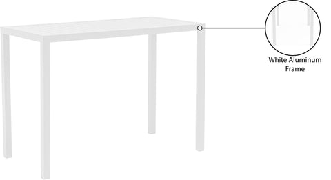 Giselle White Rectangle Aluminum Outdoor Patio Bar Table, 1 Piece