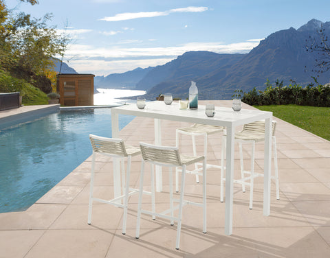 Giselle White Rectangle Aluminum Outdoor Patio Bar Table, 1 Piece