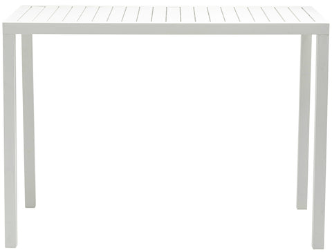 Giselle White Rectangle Aluminum Outdoor Patio Bar Table, 1 Piece