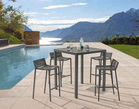 Giselle Grey Square Aluminum Outdoor Patio Bar Table, 1 Piece