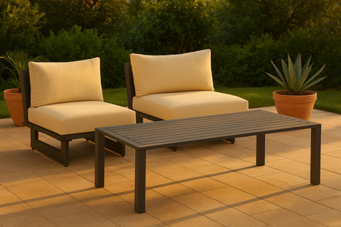 Giselle Grey Aluminum Outdoor Patio Coffee Table, 1 Piece (Style 2)