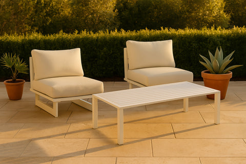 Giselle White Aluminum Outdoor Patio Coffee Table, 1 Piece (Style 2)