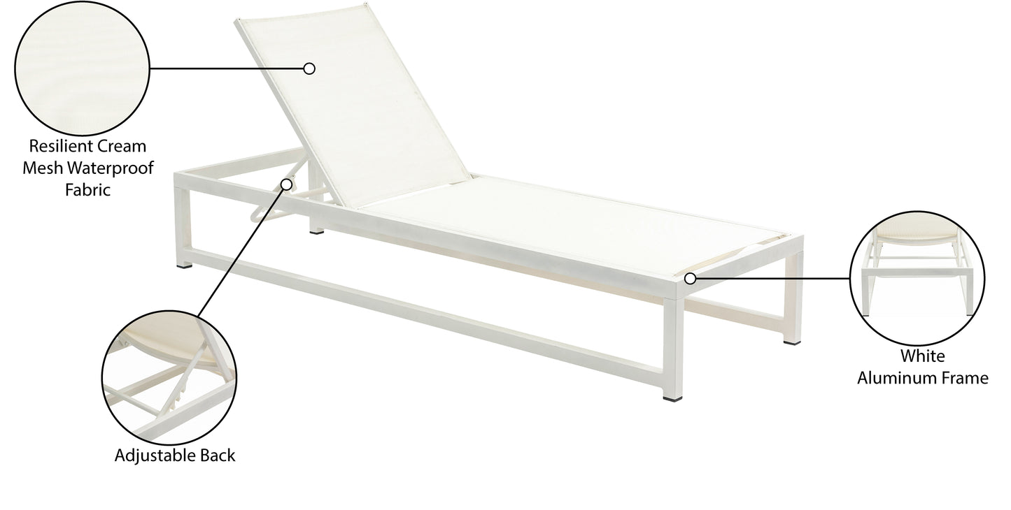 nicola cream mesh water resistant fabric outdoor patio adjustable sun chaise lounge chair