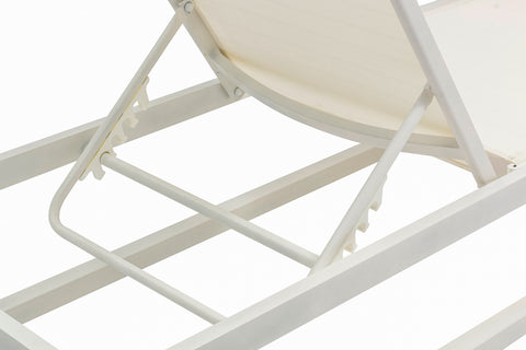 Bethany Cream Mesh Water Resistant Fabric Outdoor Patio Adjustable Sun Chaise Lounge Chair Cream