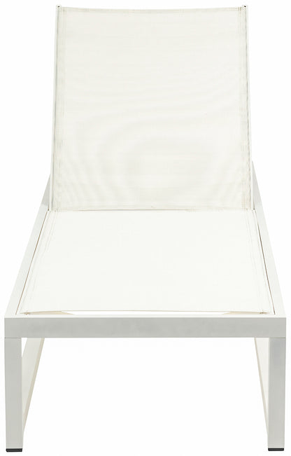 Bethany Cream Mesh Water Resistant Fabric Outdoor Patio Adjustable Sun Chaise Lounge Chair Cream