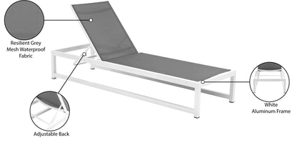 Bethany Grey Mesh Water Resistant Fabric Outdoor Patio Adjustable Sun Chaise Lounge Chair Grey