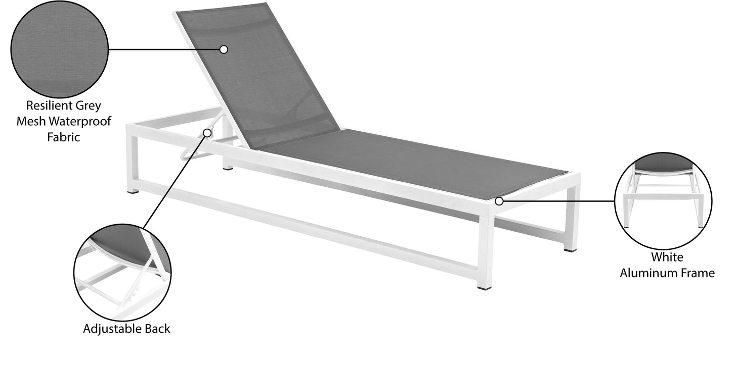 nicola grey mesh water resistant fabric outdoor patio adjustable sun chaise lounge chair