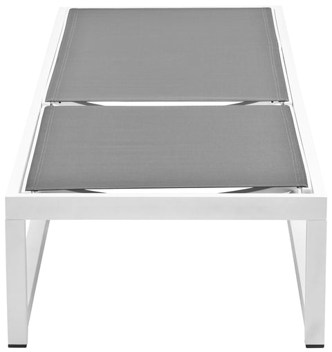 Bethany Grey Mesh Water Resistant Fabric Outdoor Patio Adjustable Sun Chaise Lounge Chair Grey
