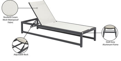 Bethany Cream Mesh Water Resistant Fabric Outdoor Patio Adjustable Sun Chaise Lounge Chair Cream