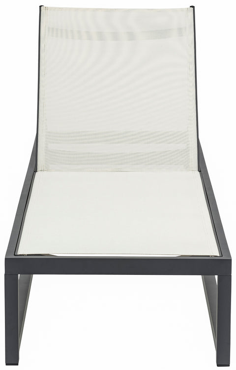 Bethany Cream Mesh Water Resistant Fabric Outdoor Patio Adjustable Sun Chaise Lounge Chair Cream
