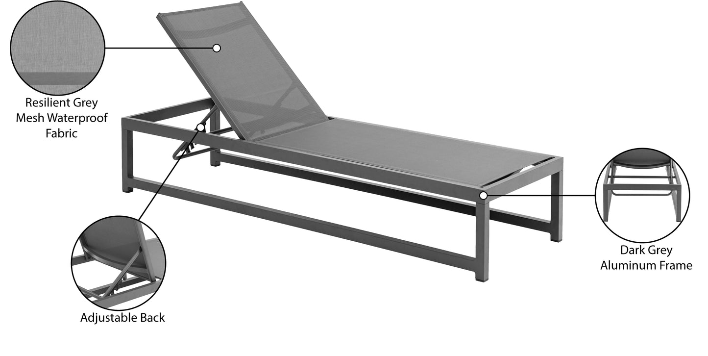 bethany grey mesh water resistant fabric outdoor patio adjustable sun chaise lounge chair grey