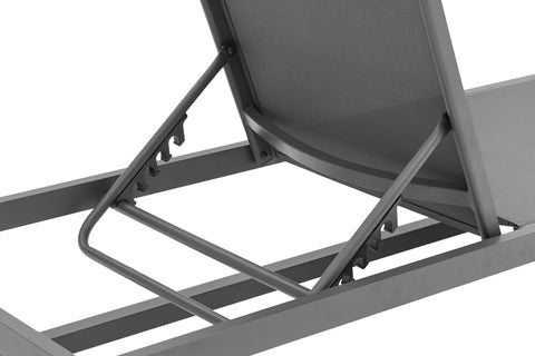 Bethany Grey Mesh Water Resistant Fabric Outdoor Patio Adjustable Sun Chaise Lounge Chair Grey