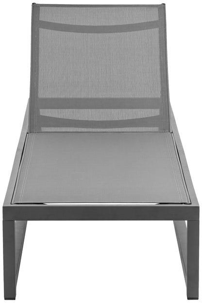 Bethany Grey Mesh Water Resistant Fabric Outdoor Patio Adjustable Sun Chaise Lounge Chair Grey