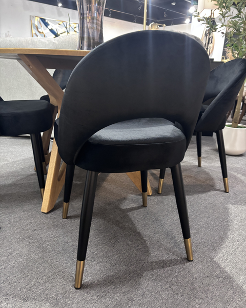 Modern Round Dining Set with Black Velvet Chairs (5-Piece Set)
