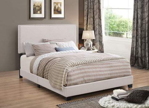 Sterling Upholstered Eastern King Panel Bed IvoryIvory