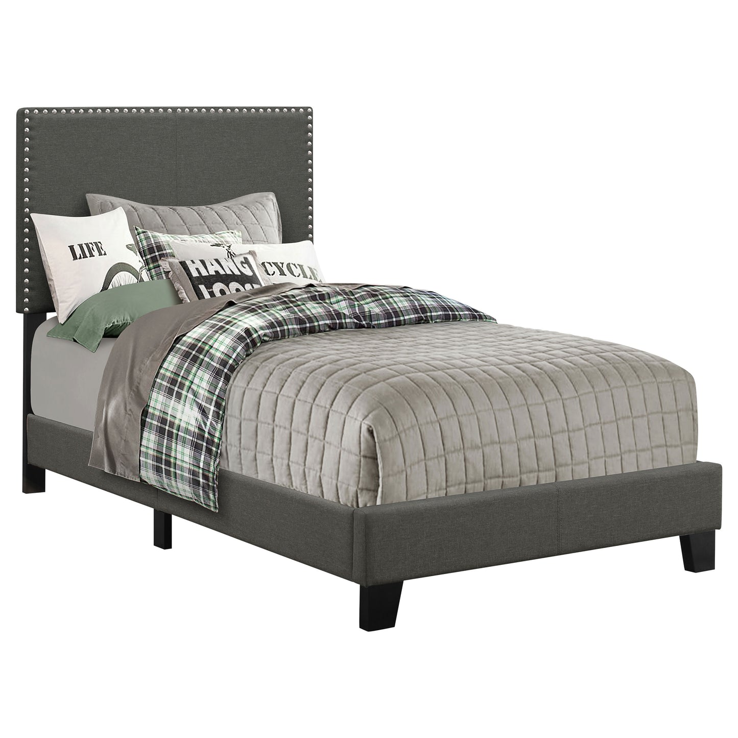 sterling upholstered twin panel bed charcoalcharcoal