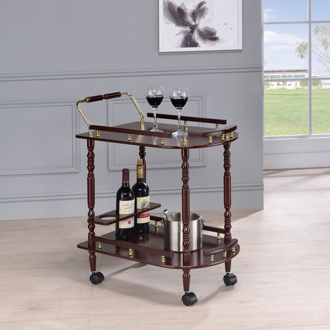 Elmbrook 2-tier Rectangular Wood Bar Cart MerlotMerlot