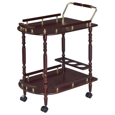 Elmbrook 2-tier Rectangular Wood Bar Cart MerlotMerlot