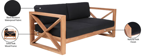 Lynn Black Water Resistant Fabric Outdoor Sofa S
