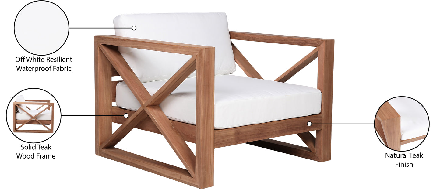 lynn off white water resistant fabric outdoor chair c