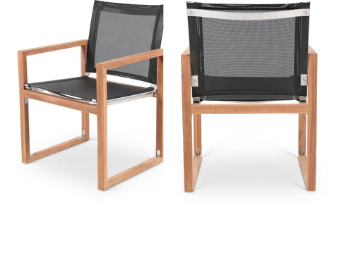 Noelle Black Water Resistant Mesh Fabric Outdoor Patio Dining Arm Chair, 1 Piece