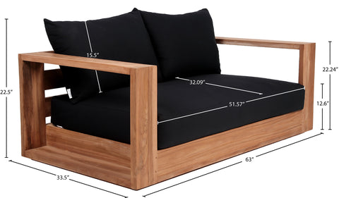 Nova Black Water Resistant Fabric Outdoor Loveseat L