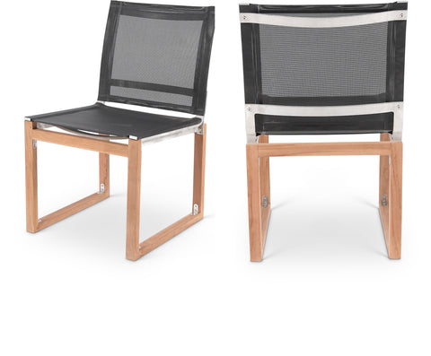 Noelle Black Water Resistant Mesh Fabric Outdoor Patio Dining Side Chair, 1 Piece