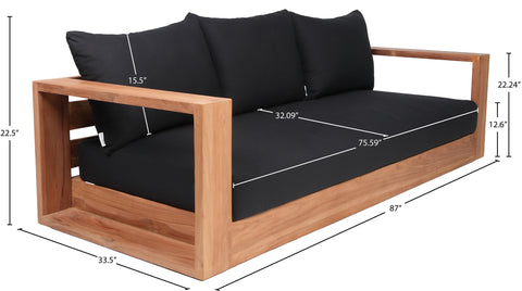 Nova Black Water Resistant Fabric Outdoor Sofa S